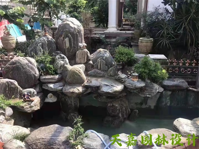 柳江庭院鱼池假山图解