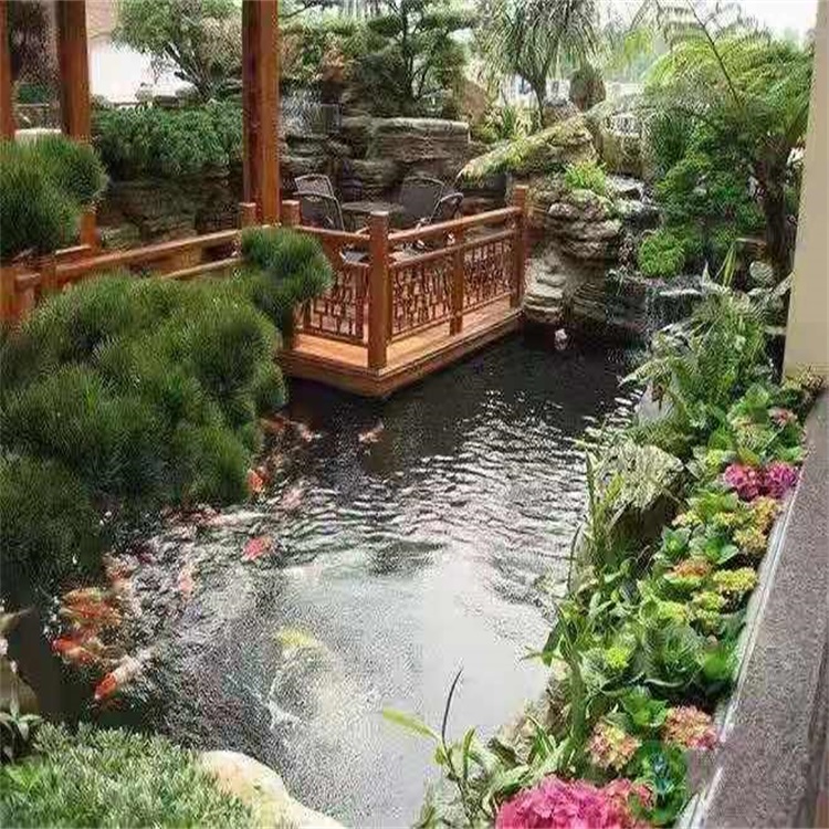 柳江庭院设计鱼池假山建造图